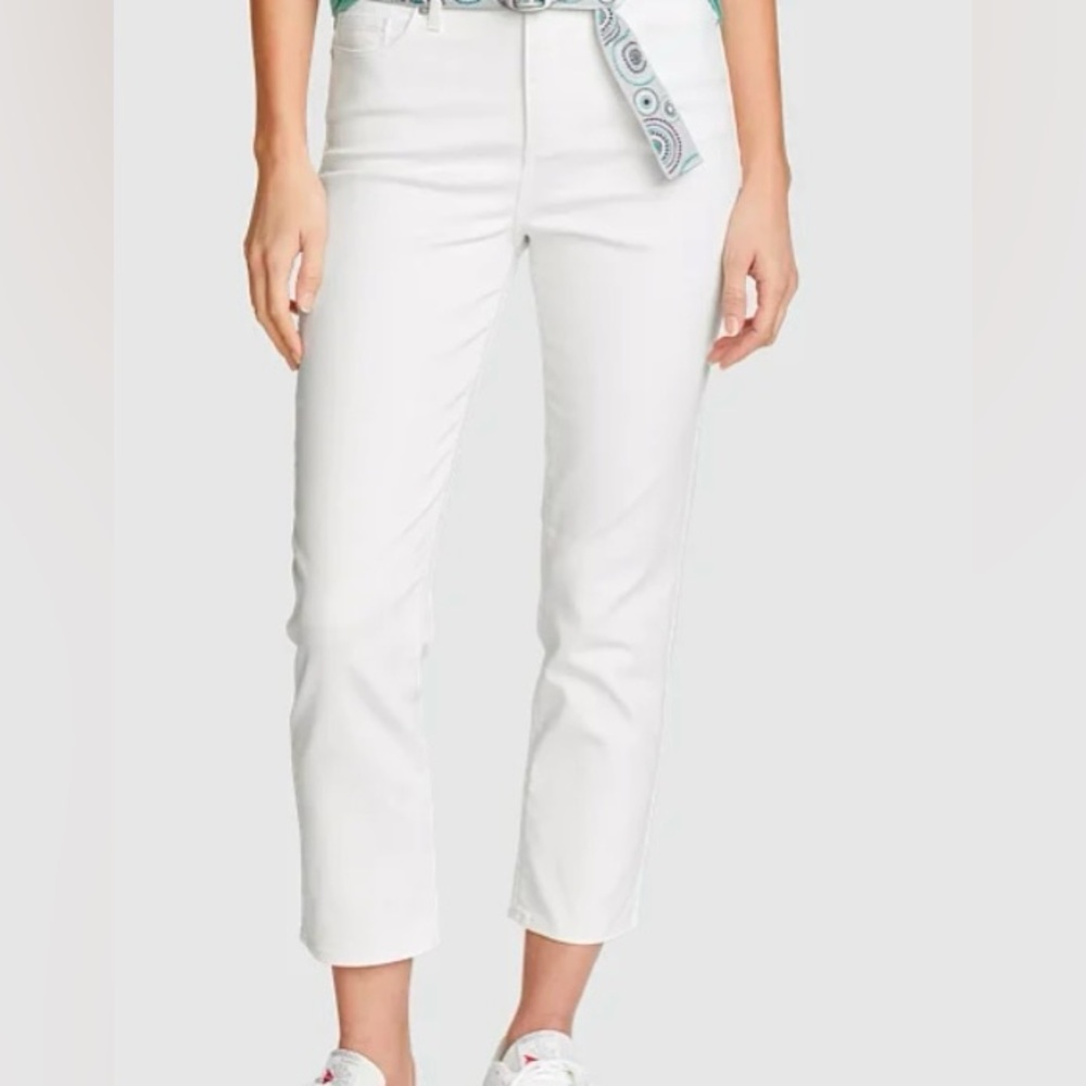 Women's Eddie Bauer Voyager High Rise Crop Jeans white  Summer Spring Stretch 10